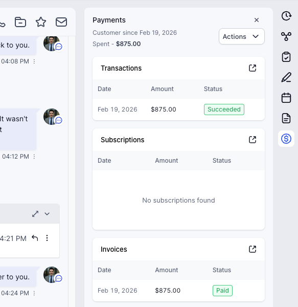 Merchant payments integration screenshot